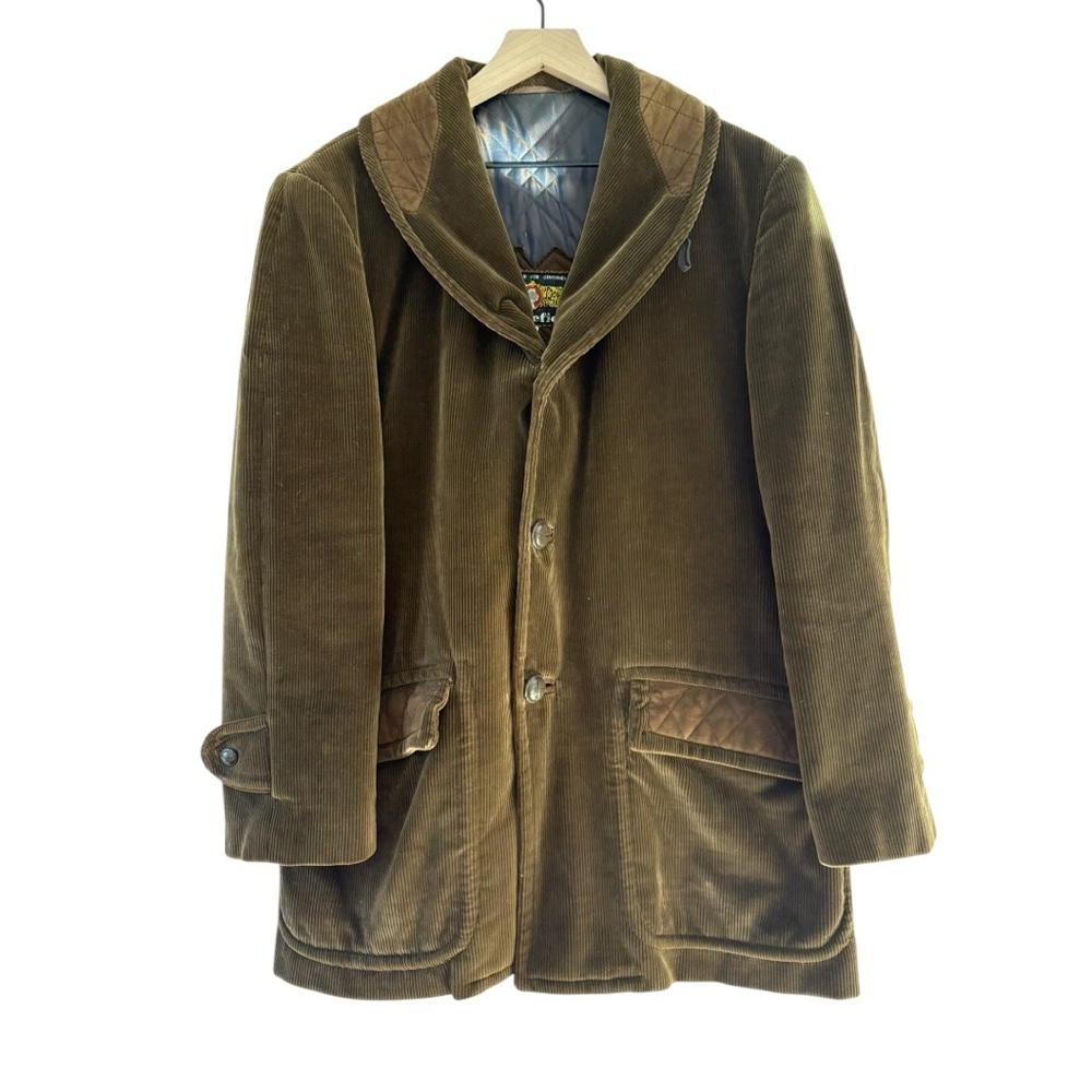 Vintage Cortefiel Spain Corduroy Hunting Jacket Sz 38 – Quilted Suede Details